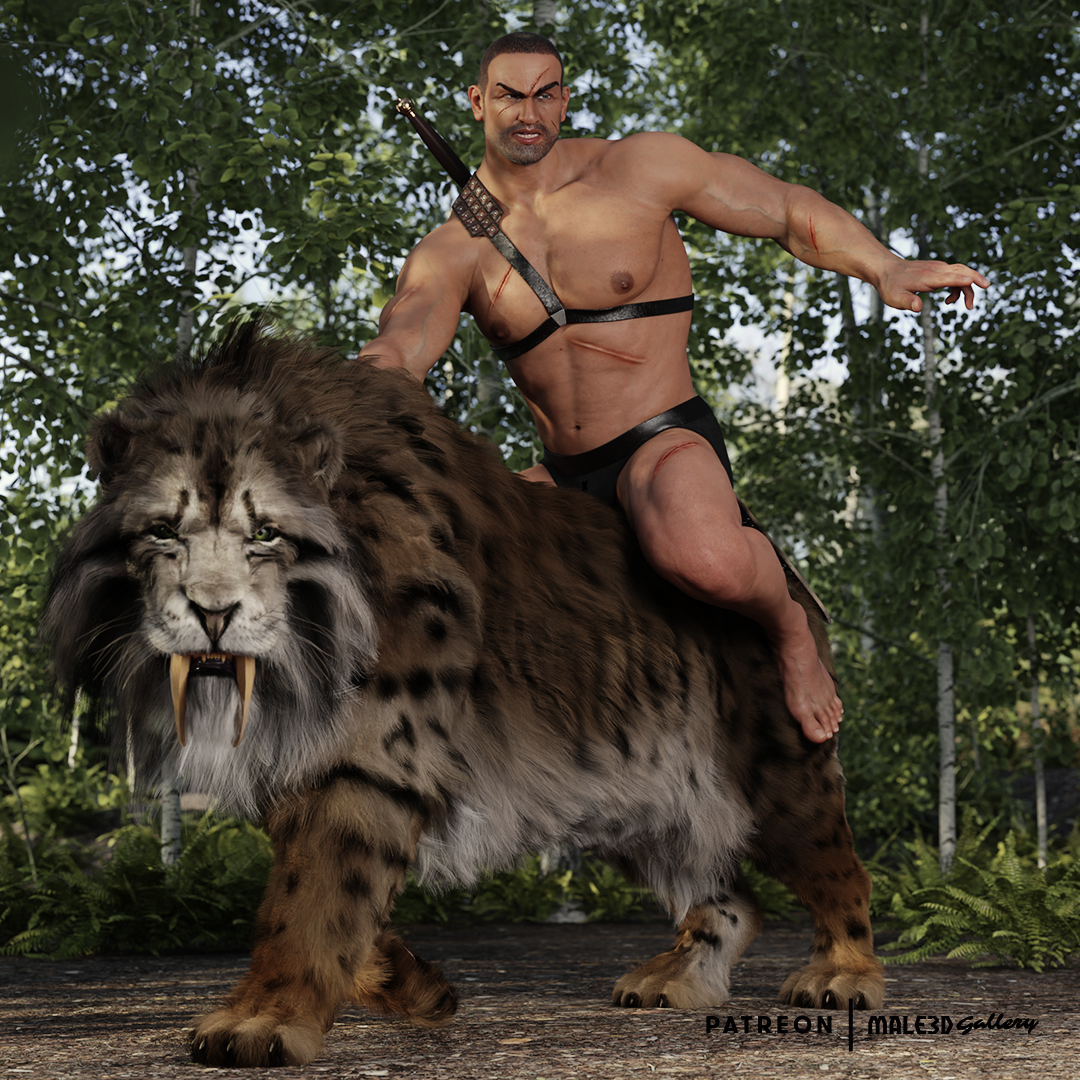 Zenrir mounts his sabertooth.