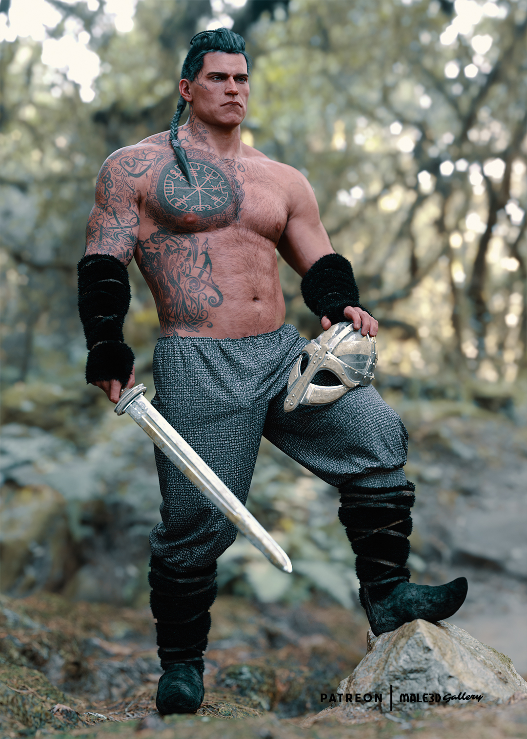 Barechested Viking